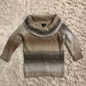 AGB Women's Cowl Neck Sweater - Brown and Gray Gradient